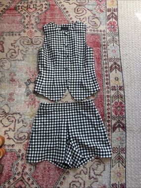 Madewell Black & White Gingham Dress Top